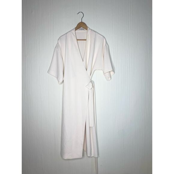 BABATON Ecru Ivory Crepe Wrap Midi Dress US LARGE - Picture 11 of 16